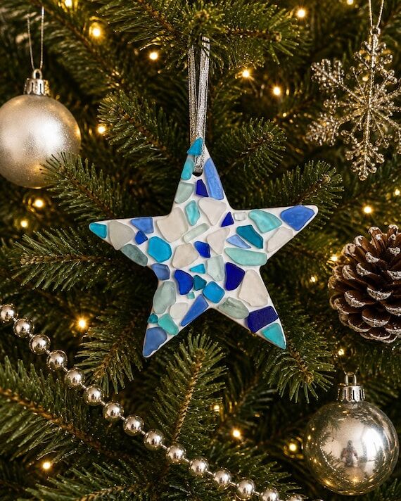 Handmade Scottish Sea Glass Star Ornament in ...