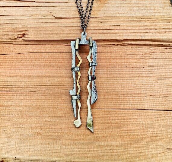 Brutalist Necklace Unique Father's Day Gift &...