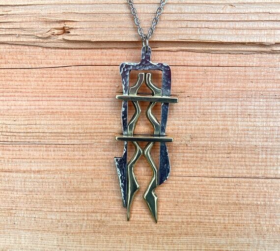 Bruextelle Brutalist Necklace Handmade Mixed ...