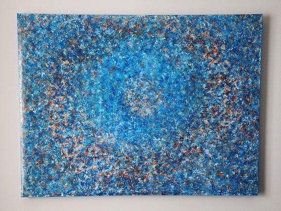Castaway a Large Original Blue And Orange Abs...