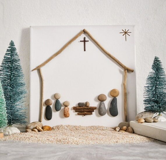 Christmas Nativity Pebble Art: Unique Holiday...
