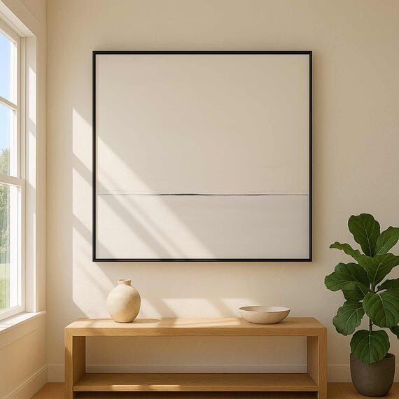 Light Modern Painting, Square Neutral Tones W...