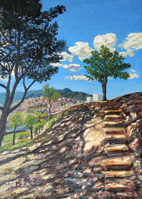 Handmade Oil Painting on Paper: In the Shadow...