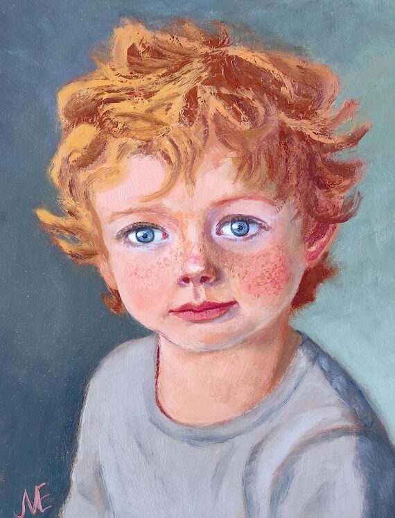 Portrait of a red-haired boy, Oil Painting on...