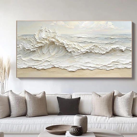 Minimalist Foam Ocean 3D Raised Texture Paint...