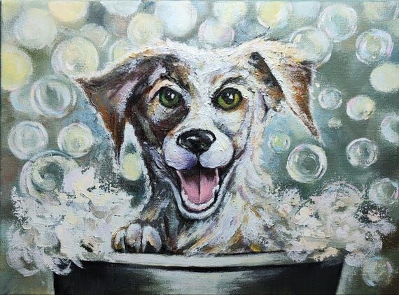Dog Portrait Oil Painting: Playful Puppy in B...