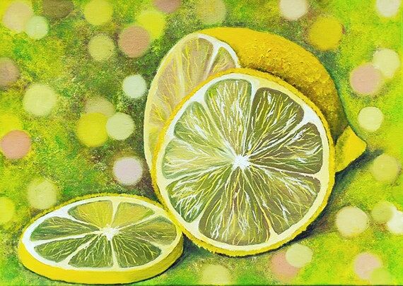 Original Lemon Oil Painting: Yellow Fruit Kit...