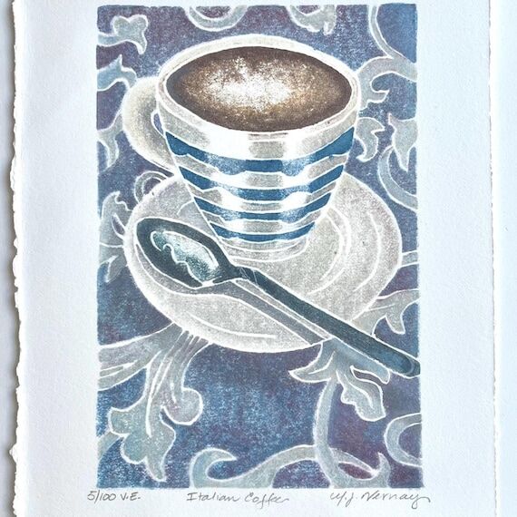 Woodcut Art,Woodblock Print,Coffee Themed Ori...