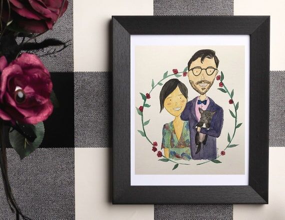 Real Painted Couples Portrait, handpainted wa...