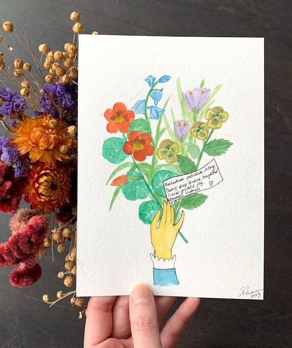 Custom Language of Flowers Portrait, secret V...
