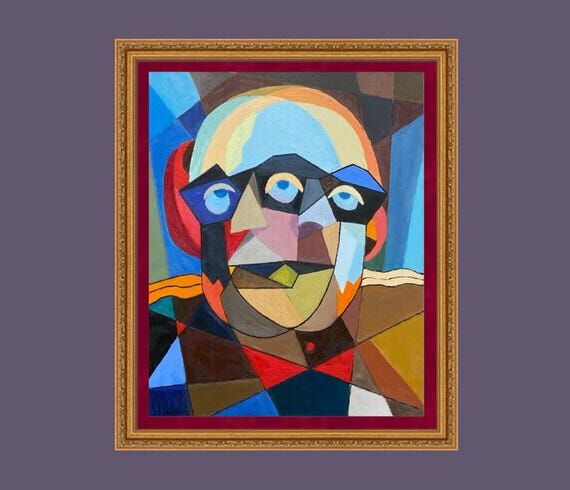 Original 16x20 Oil Painting, Cubist Portrait,...