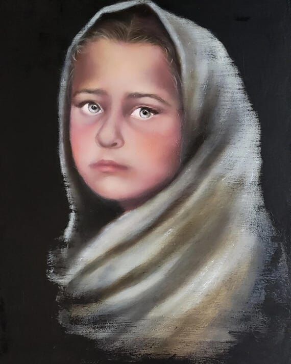 Original Oil Painting: Afghan Girl Portrait, ...