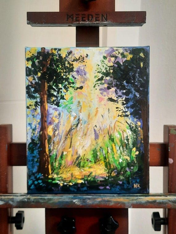 Spring Forest Original Painting, Sunlight Thr...