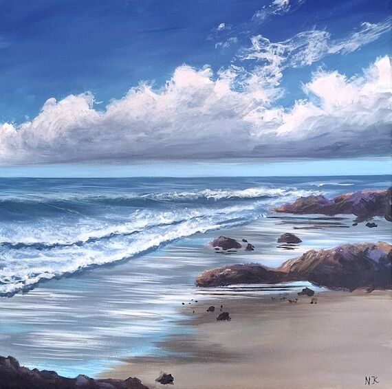 Original Seascape Painting on Canvas, Ocean W...