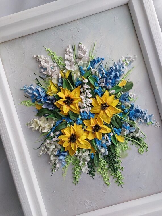 3D Floral Wall Art with Sunflowers, Custom we...