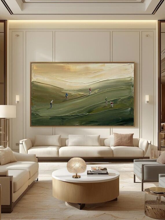 Golf Abstract Textured Painting, Handmade Pal...