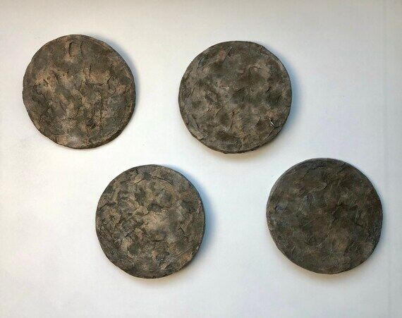 Circular Gray Wall Art, Plaster Sculptural Ar...