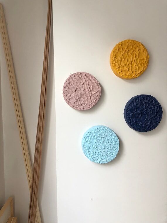 Plaster Circular Wall Art, Textured Colored A...