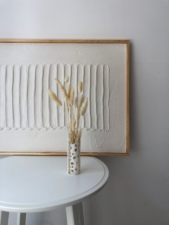 Framed Plaster Wall Art, Handmade Textured Mi...