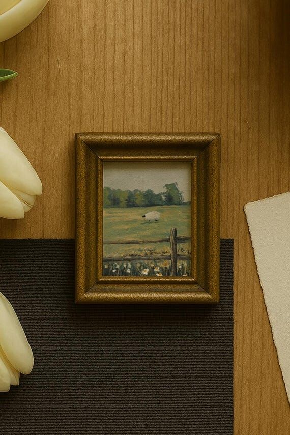 Originally Painted Sheep Pastoral Fine Art Pr...