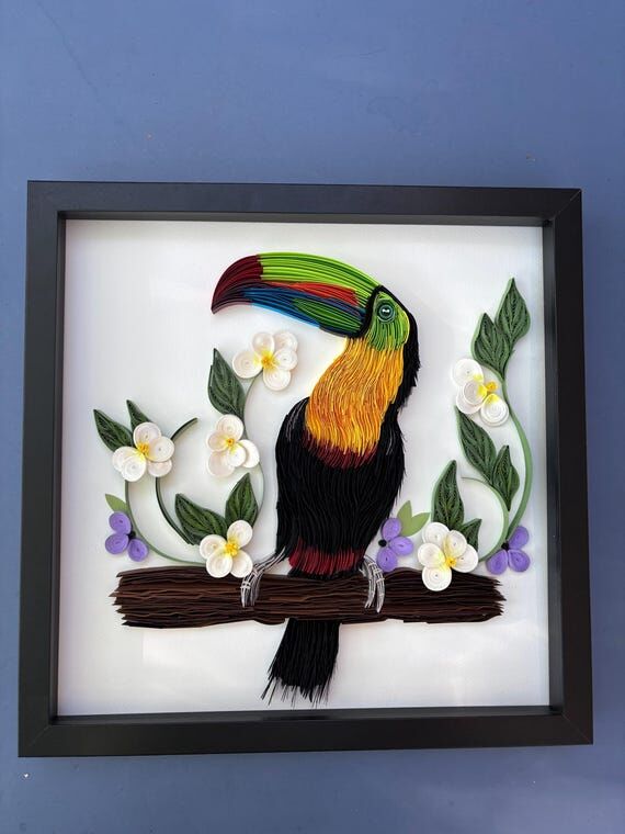 Toucan Quilling Wall Art, Handmade Framed Bir...