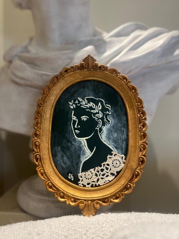 Dark Academia Wall Art, Greek Goddess Silhoue...