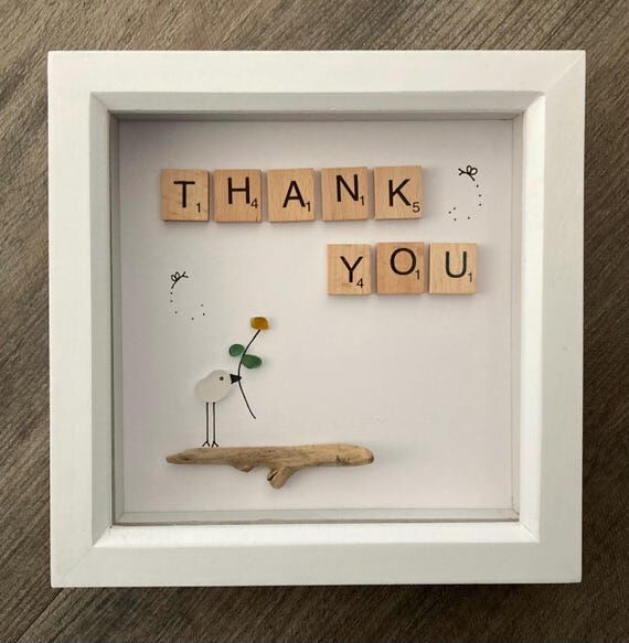 Thank You Sea Glass Wall Art: Handmade Framed...