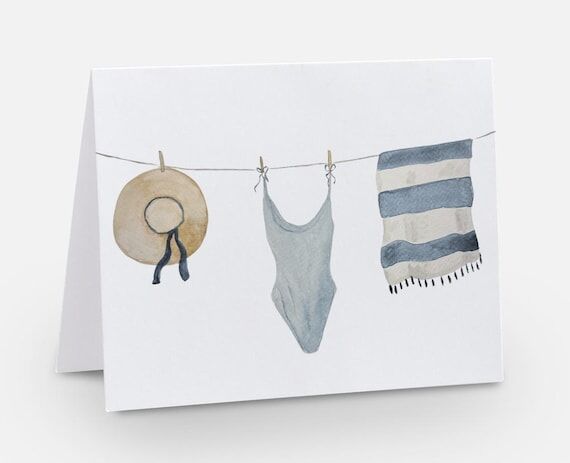 Beach Day Notecards – Set of 10 Watercolor ...