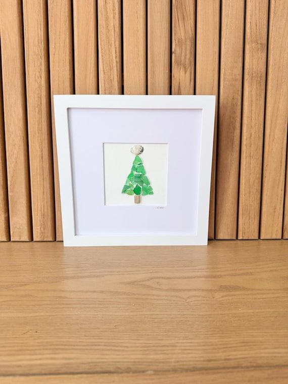 Framed Sea Glass Christmas Tree Art – Coast...