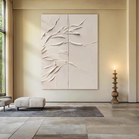 Original beige simple wall painting large bei...