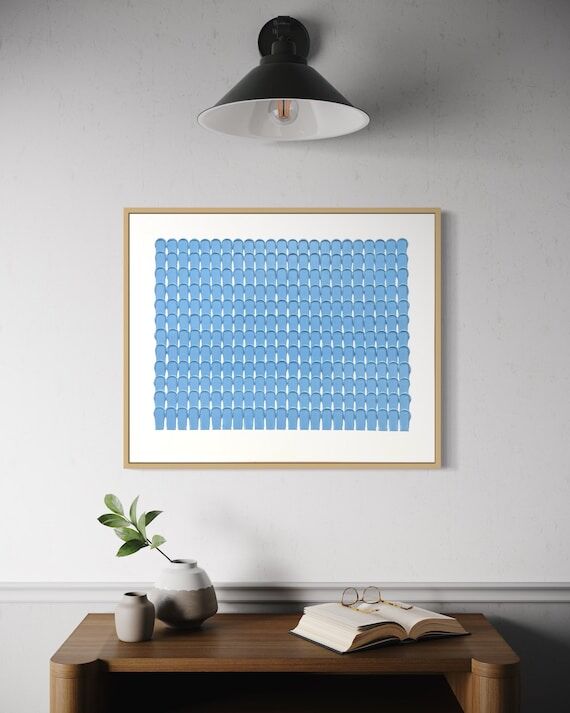 Light Blue abstract textured wall art | Moder...