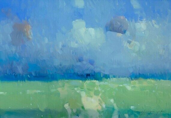 Marble Sky, Landscape Original oil Painting, ...