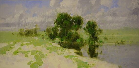 Meadow Landscape oil Painting Original Handma...