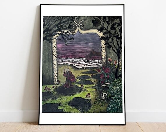 Original Watercolor Painting Dark Romance Cre...