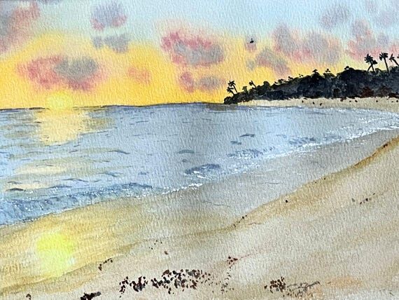 Original Watercolor Seascape – Sunrise by t...