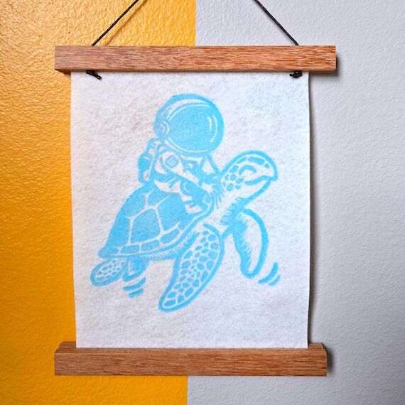 Glow in Dark Astronaut Turtle Felt Banner: Ha...