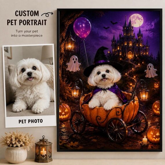 Custom Halloween Pet Portrait, Personalized D...