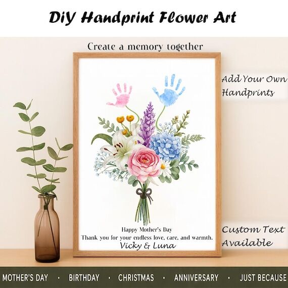 DIY Handprint Flower Art, Mother's Day Keepsa...