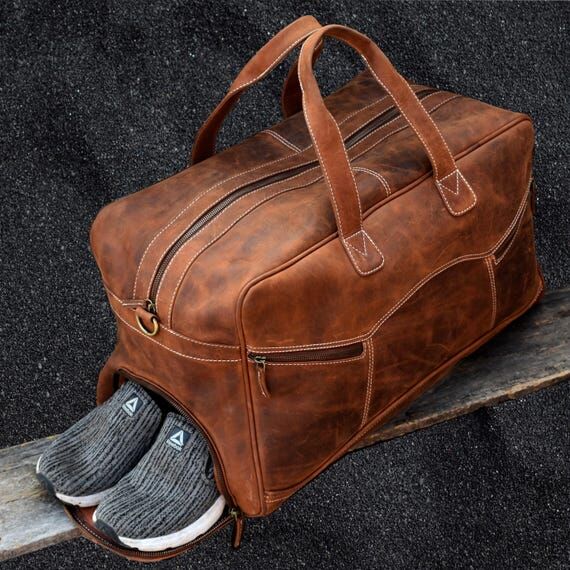 Buffalo Leather Duffle Bag: 22" Vintage ...