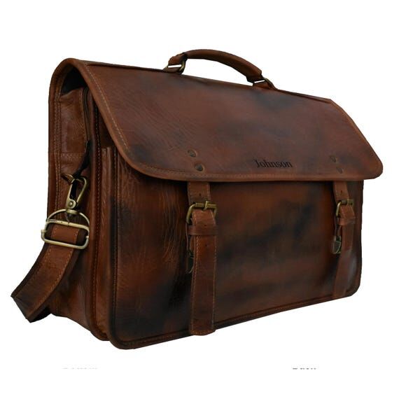 Rugged Real Leather Messenger Bag: Secure Zip...