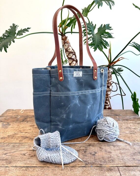 Knitting & Crochet Project Tote Bag in Waxed ...