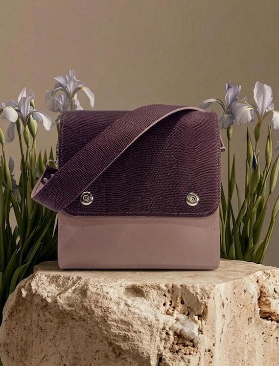 Lilac Dusty Rose Leather Crossbody Bag, Pink ...