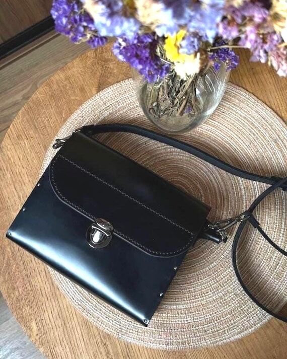 Zara black shoulder bag, made of genuine smoo...