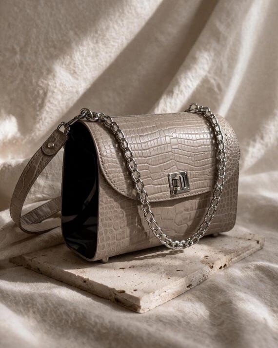 Lyra Leather Crossbody Bag, Croc Embossed Lea...