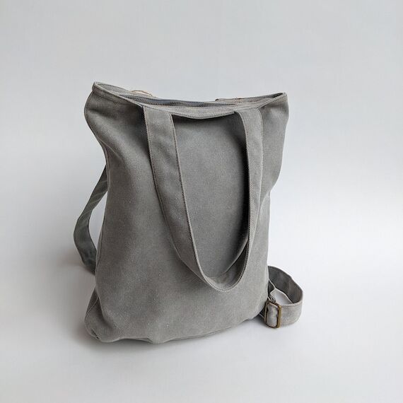 Large Vegan Canvas Backpack, Sustainable Stud...