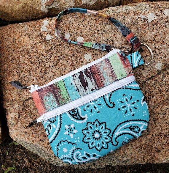 Bandana Wristlet, Zippered Cosmetic Bag, Tur...