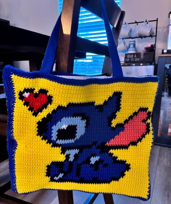 Handmade Lilo & Stitch Crochet Tote Bag – H...