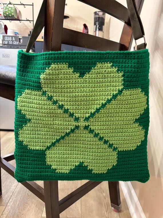 Handmade Shamrock Crochet Crossbody Bag: St. ...