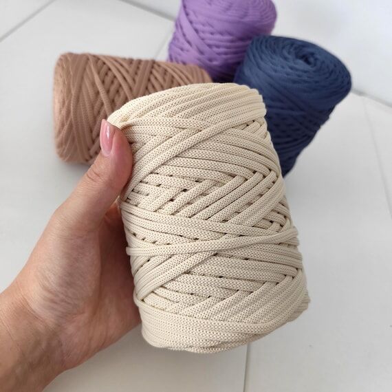 Flat Polyester Macrame Cord 5mm: Crochet Bag ...