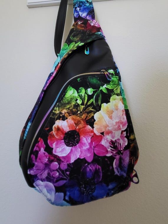 Rainbow colored Flowers on canvas combine wit...